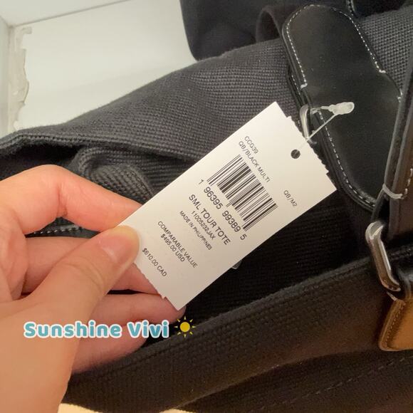 NWT Coach Small Tour Tote Bag CCG39 Gunmetal Canvas and smooth leather - Picture 7 of 7